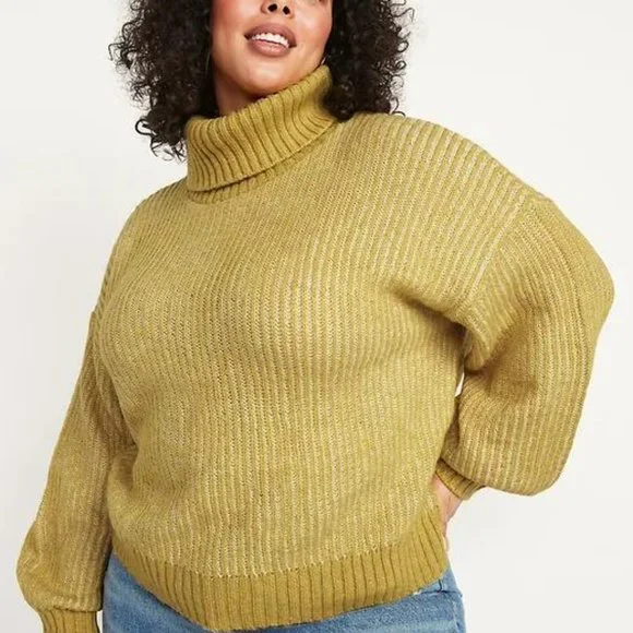 Old Navy Womens Cozy Heathered Rib Knit Turtleneck Sweater - Picture 7 of 8